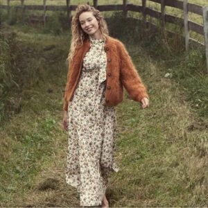 Doen Adelina Cardigan In Bright Pumpkin